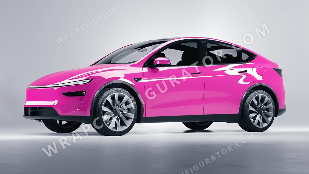 Pink Tesla Model Y Juniper 2025 wrapped in ORACAL Soft Pink 970RA-045G