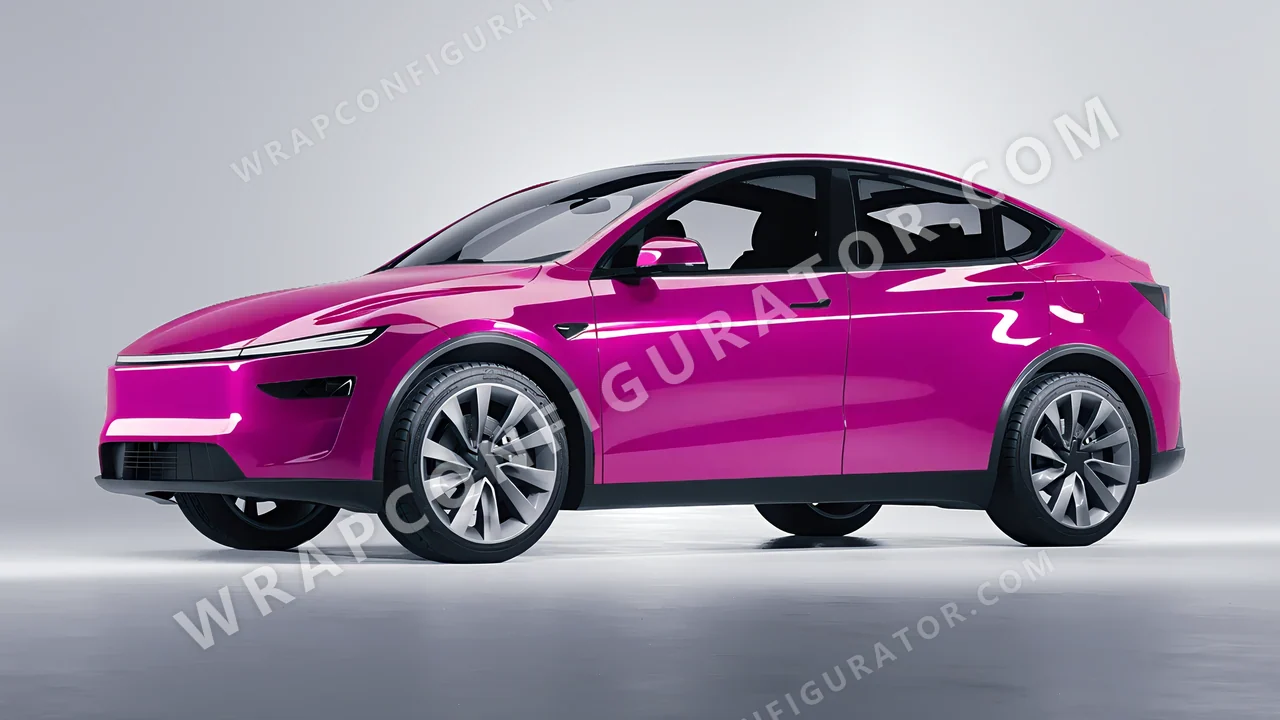 Pink Tesla Model Y Juniper 2025 wrapped in ORACAL Telemagenta 970RA-077G