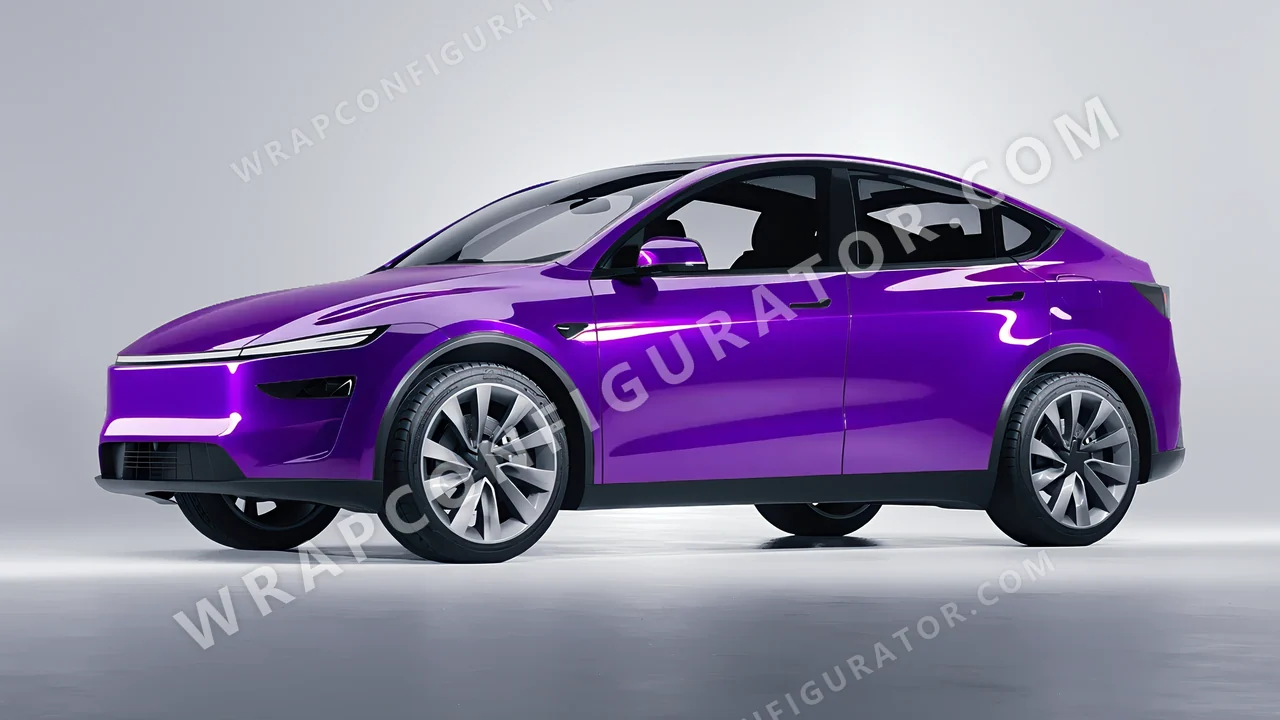 Purple Tesla Model Y Juniper 2025 wrapped in 3M Plum Explosion 2.0 HGP258