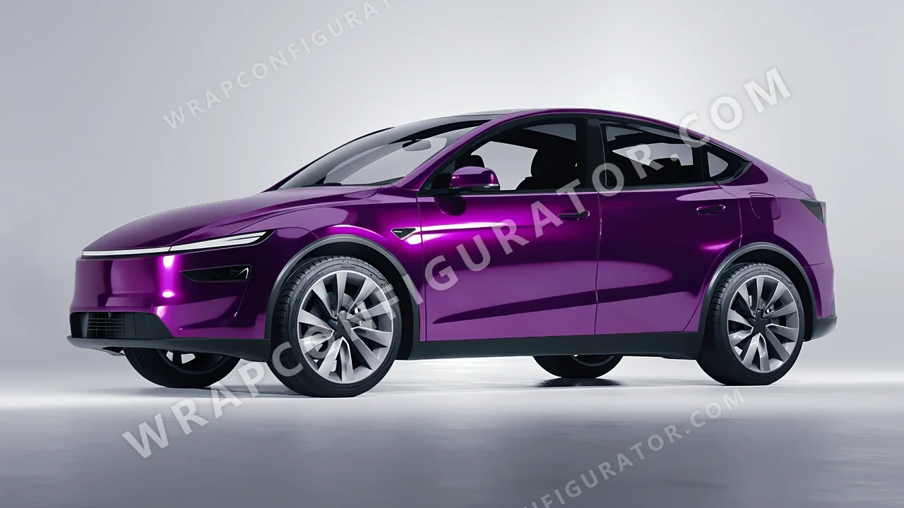 Purple Tesla Model Y Juniper 2025 wrapped in Avery Dennison Gloss Fun Purple SW900-568-S