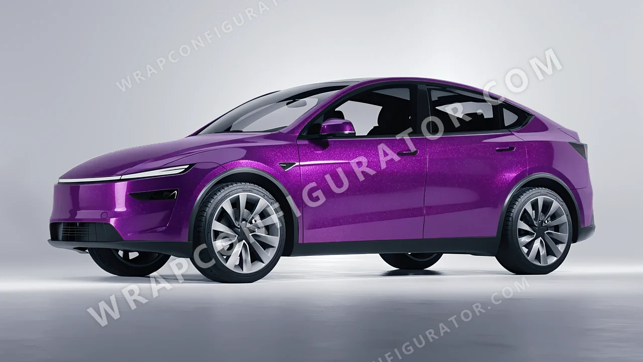 Purple Tesla Model Y Juniper 2025 wrapped in Avery Dennison Popstar Concert Purple SW900-521-M