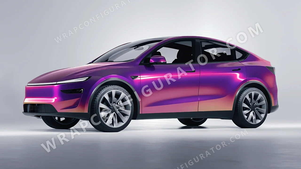 Purple Tesla Model Y Juniper 2025 wrapped in Colourshield PPF by HyperPro Afterglow Purple GB03-P