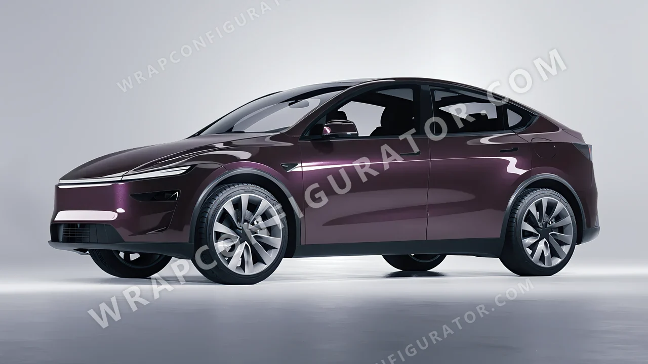 Purple Tesla Model Y Juniper 2025 wrapped in Colourshield PPF by HyperPro Faded Purple GAF57-P