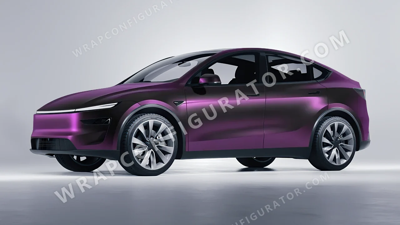 Purple Tesla Model Y Juniper 2025 wrapped in Colourshield PPF by HyperPro Ghost Black/Purple MSF06-P