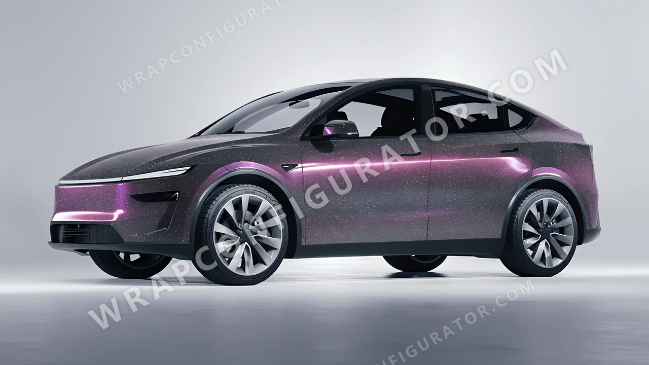 Purple Tesla Model Y Juniper 2025 wrapped in Colourshield PPF by HyperPro Gray/Purple CG07-P