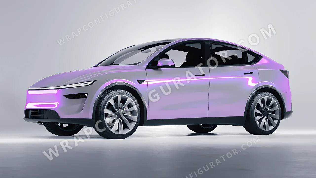 Purple Tesla Model Y Juniper 2025 wrapped in Colourshield PPF by HyperPro Gray Purple CGM07-P