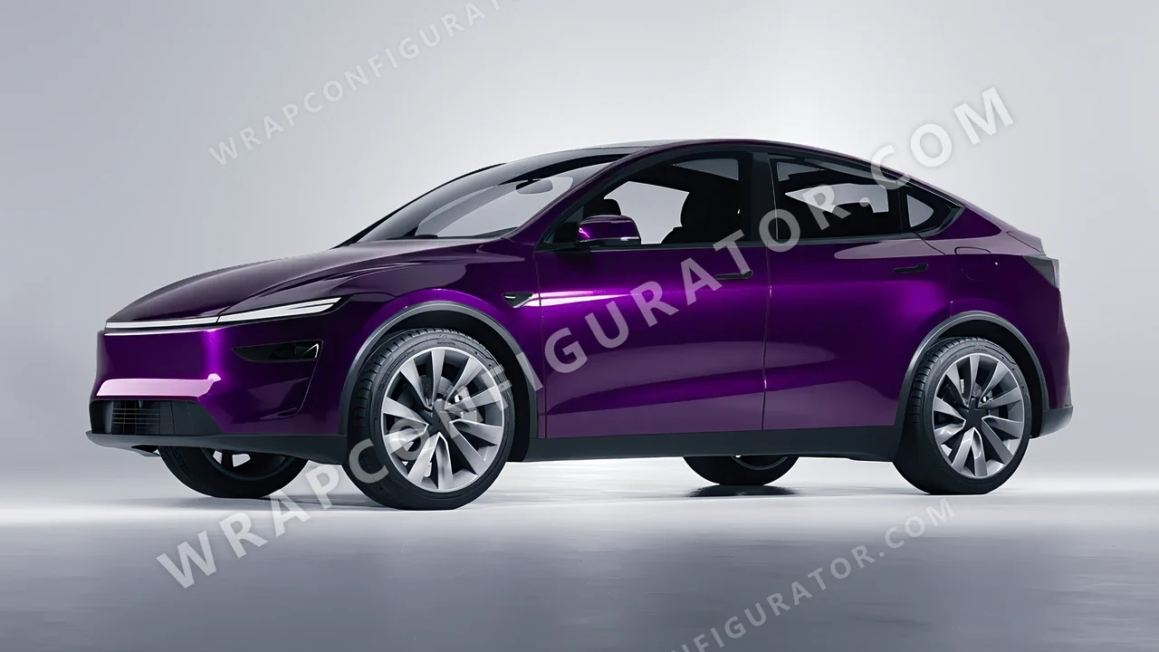 Purple Tesla Model Y Juniper 2025 wrapped in Colourshield PPF by HyperPro Midnight Purple HGM42-P