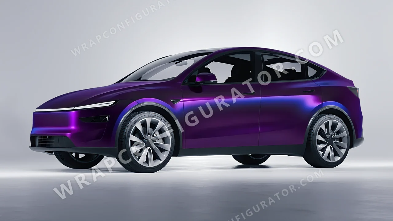 Purple Tesla Model Y Juniper 2025 wrapped in Colourshield PPF by HyperPro Midnight Purple MSF52-P