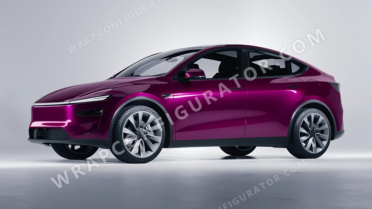 Purple Tesla Model Y Juniper 2025 wrapped in Colourshield PPF by HyperPro Mulberry Purple HGM80-P