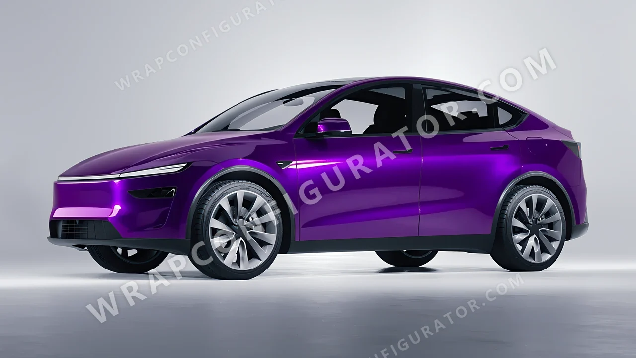 Purple Tesla Model Y Juniper 2025 wrapped in Colourshield PPF by HyperPro Velour Purple HGM78-P