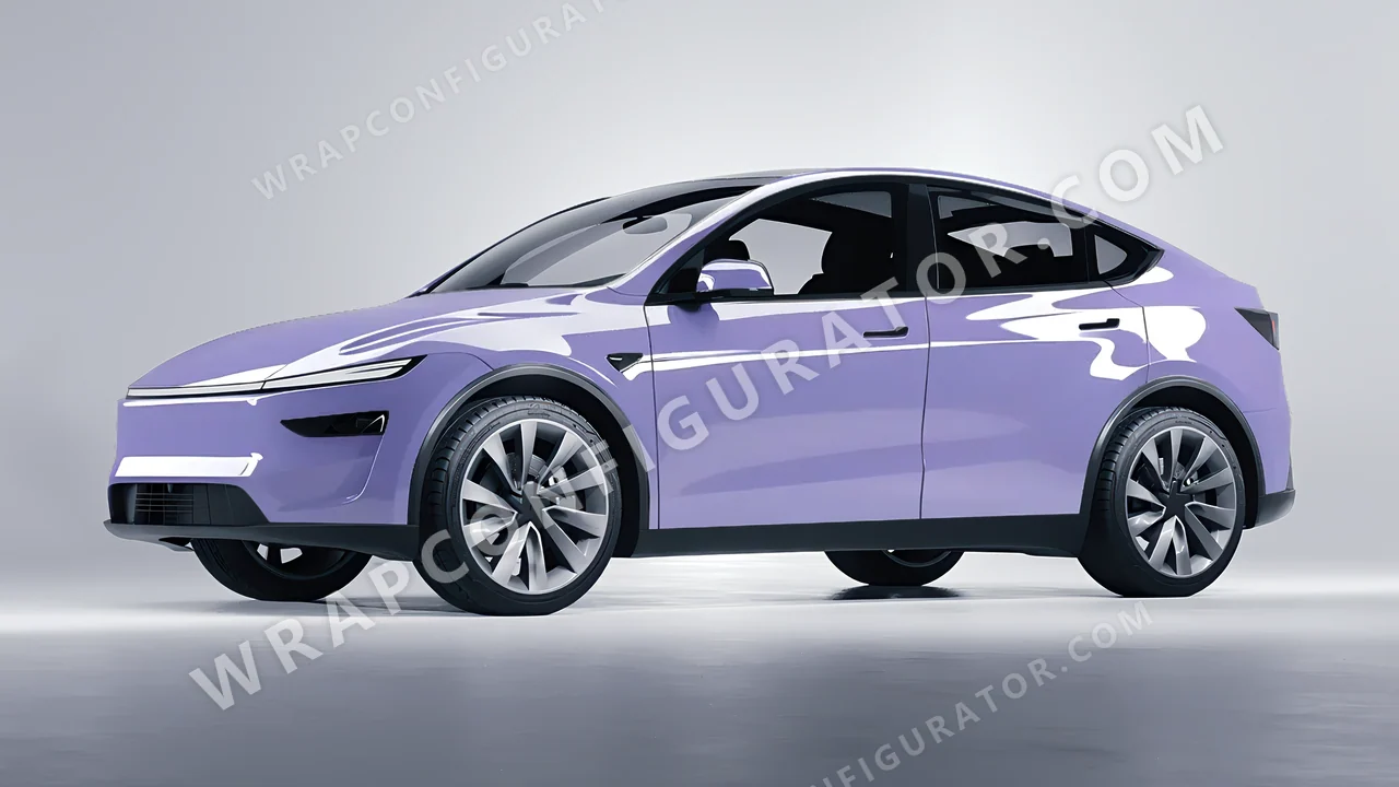 Purple Tesla Model Y Juniper 2025 wrapped in Inozetek Dynamic PPF Grey Violet DPPF938