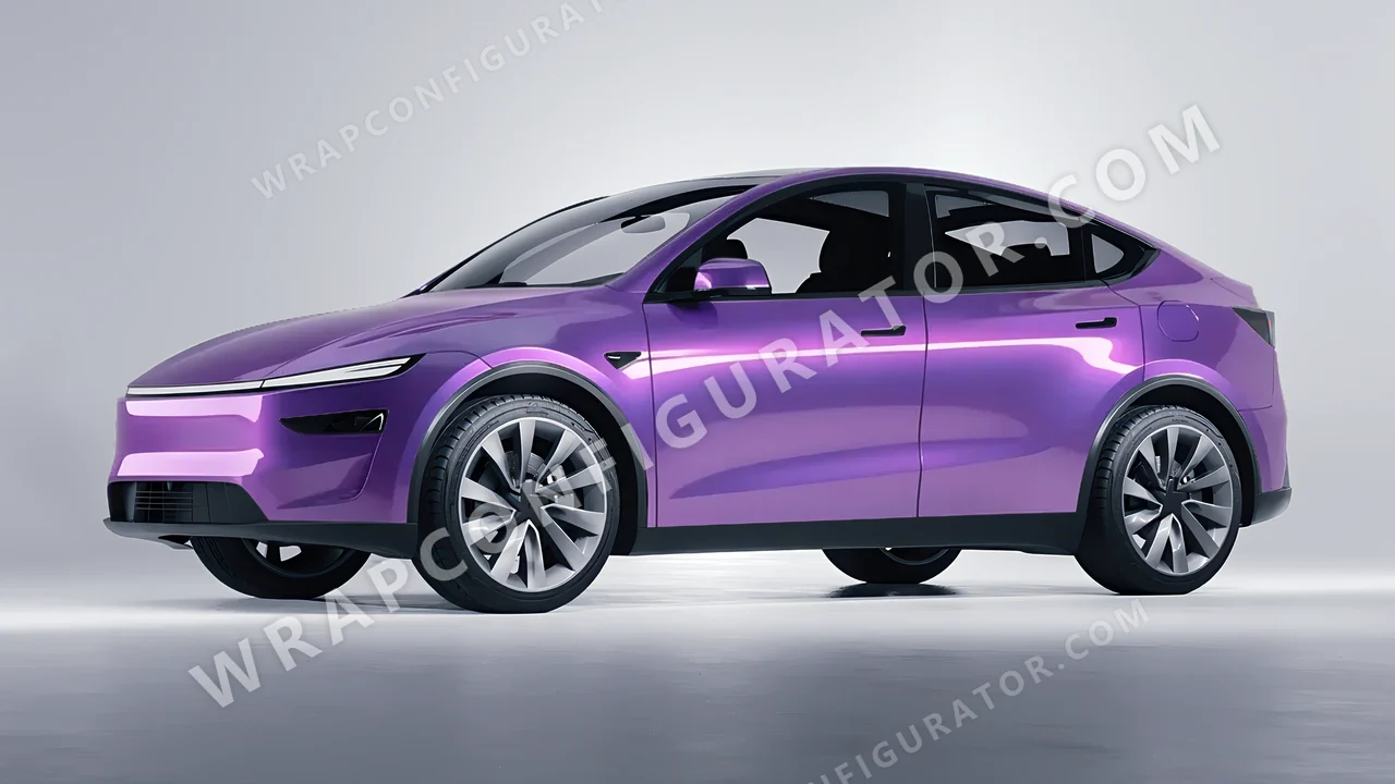 Purple Tesla Model Y Juniper 2025 wrapped in KPMF Violet Haze K75473