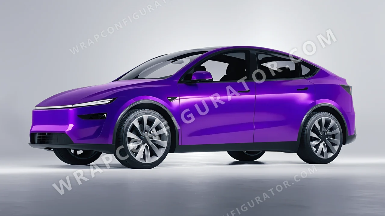 Purple Tesla Model Y Juniper 2025 wrapped in ORACAL Enchanted Violet 970RA-175G