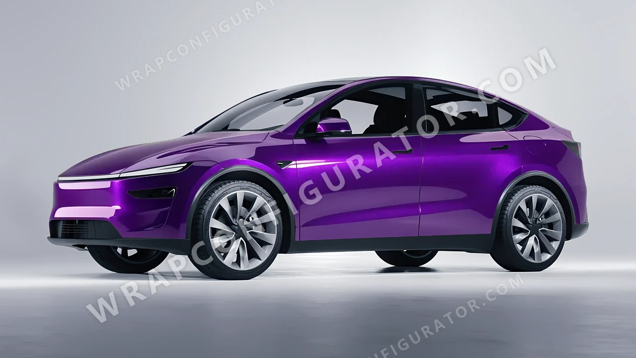 Purple Tesla Model Y Juniper 2025 wrapped in ORACAL Violet 970RA-406G