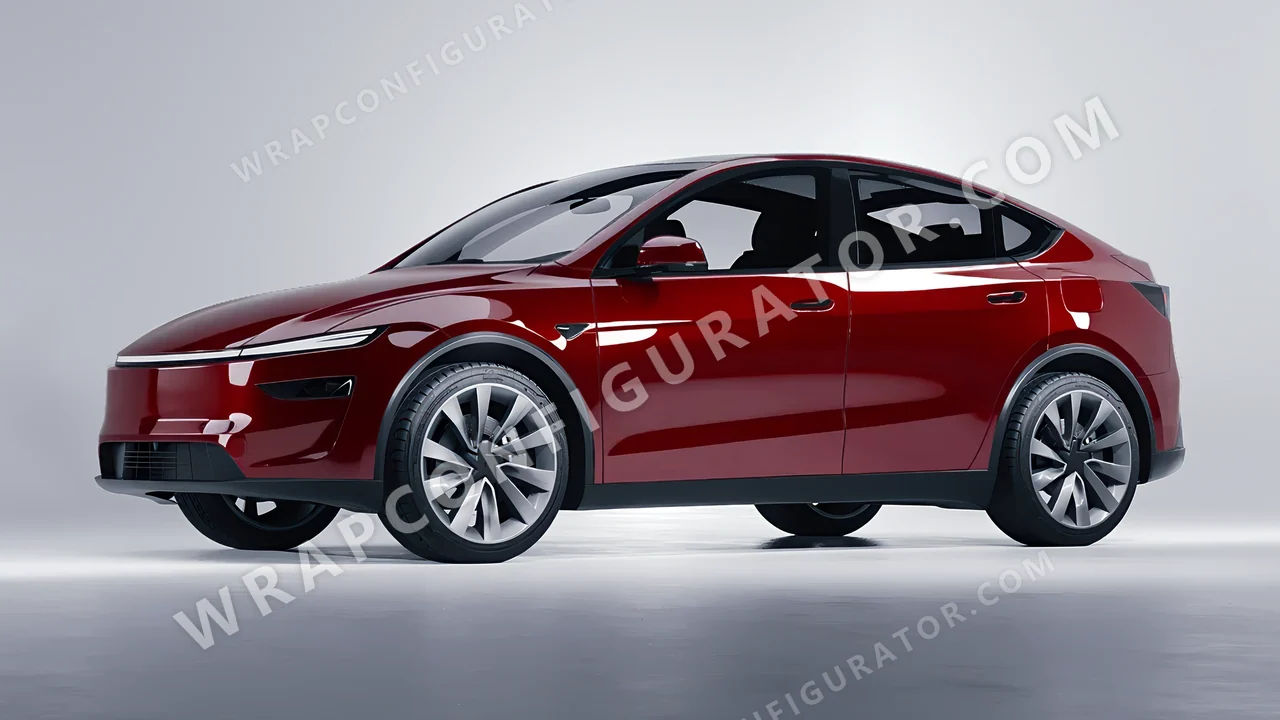 Red Tesla Model Y Juniper 2025 wrapped in 3M Gloss Dark Red G83
