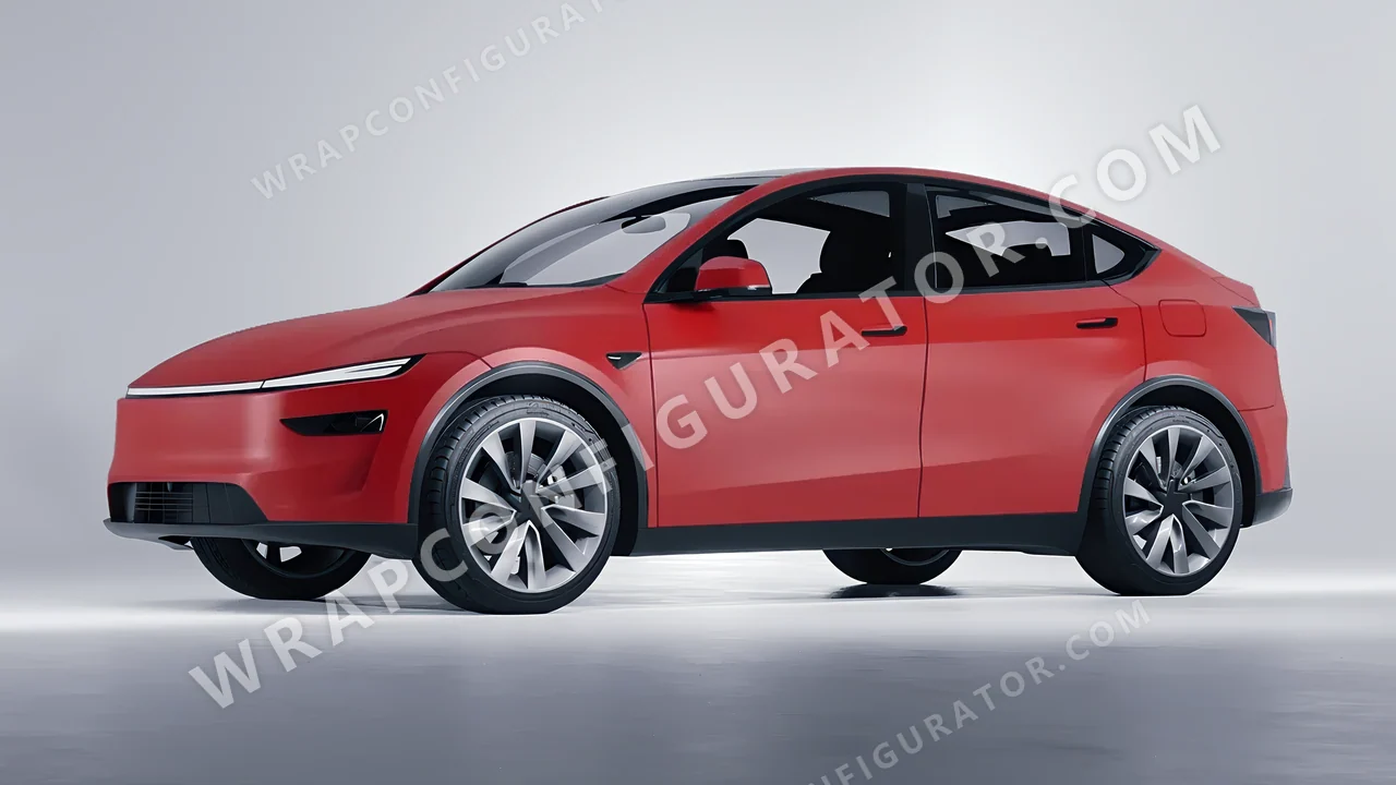 Red Tesla Model Y Juniper 2025 wrapped in 3M Matte Red M13