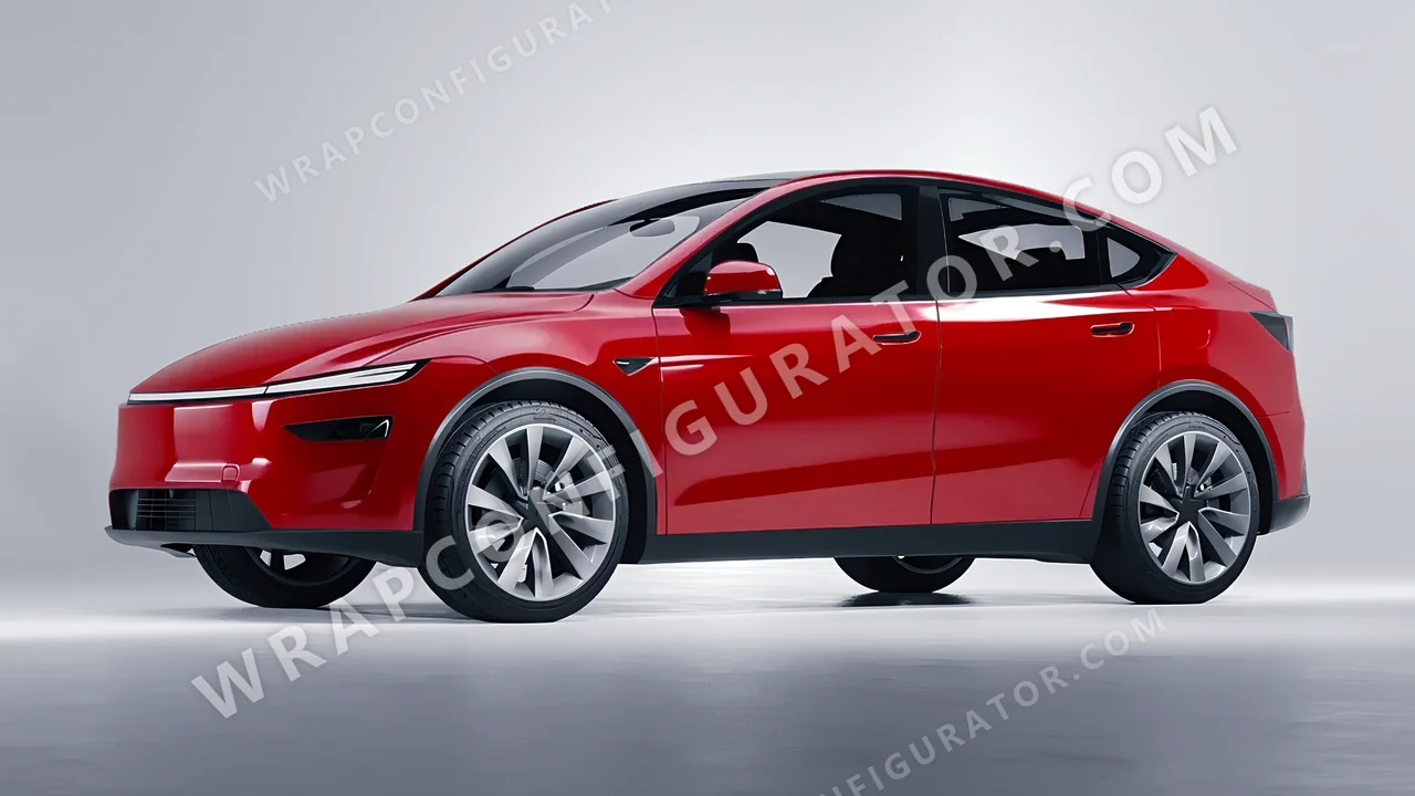 Red Tesla Model Y Juniper 2025 wrapped in Avery Dennison Carmine Red SW900-436-O