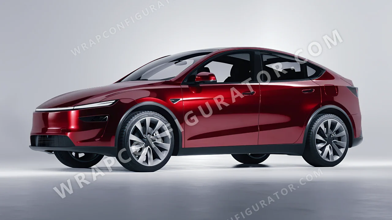 Red Tesla Model Y Juniper 2025 wrapped in Avery Dennison Gloss Passion Red SW900-448-S