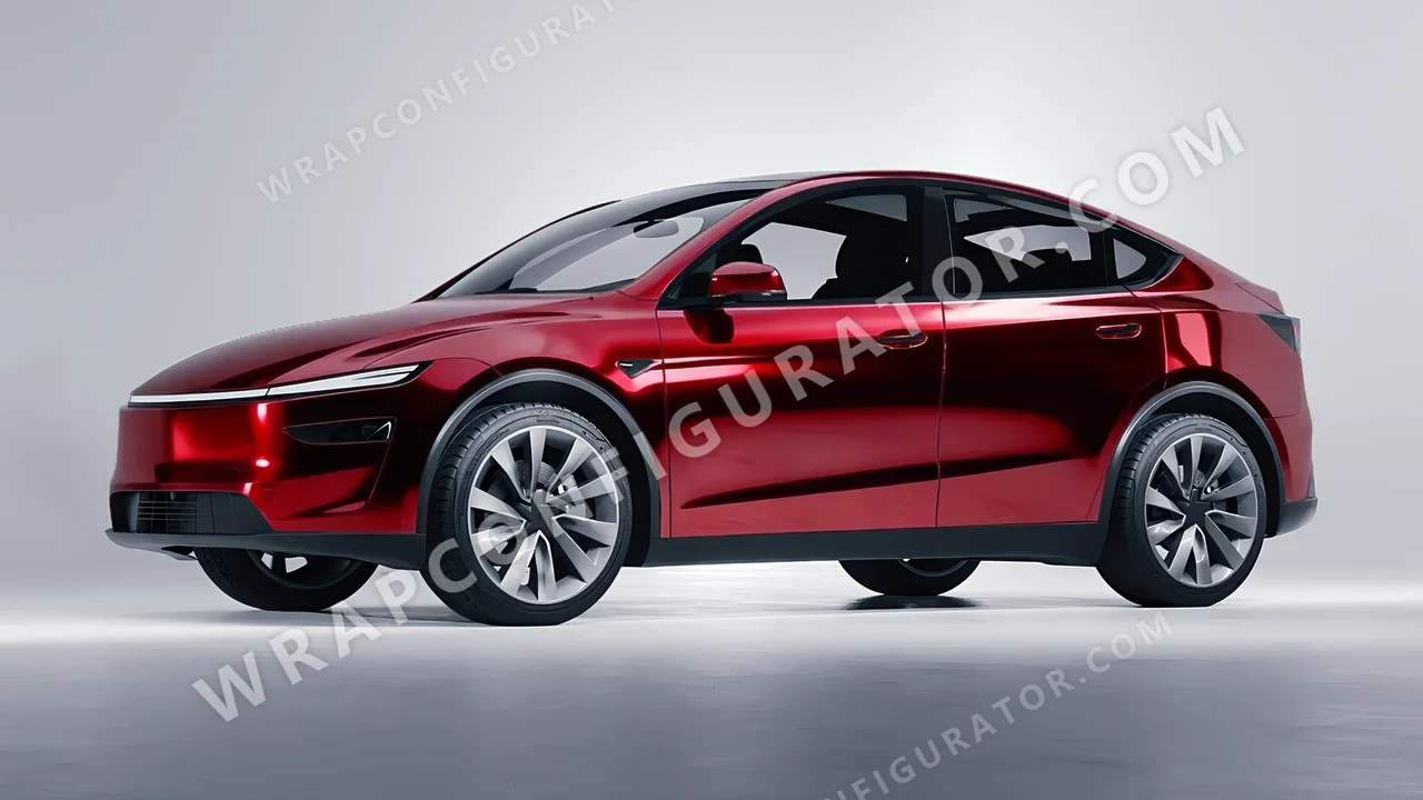 Red Tesla Model Y Juniper 2025 wrapped in Avery Dennison Red SF100-474-S