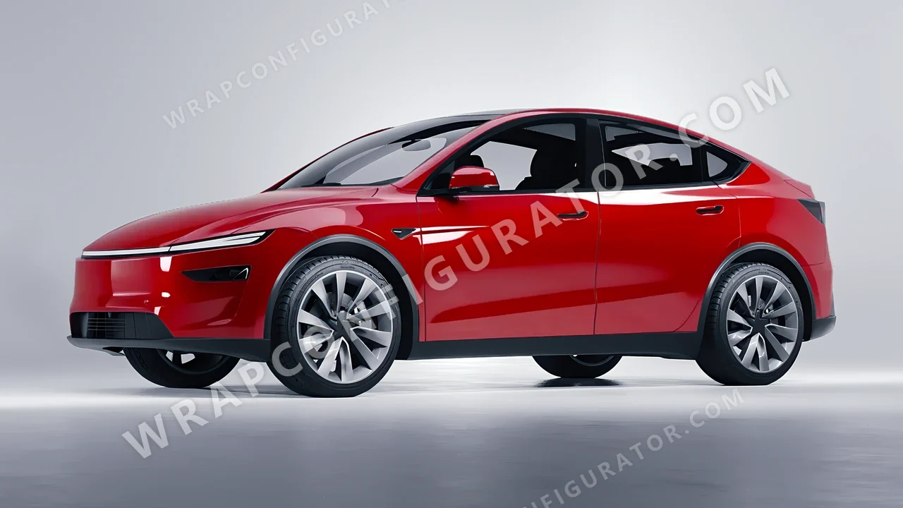 Red Tesla Model Y Juniper 2025 wrapped in Avery Dennison Red SW900-415-O