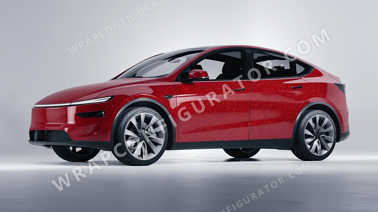 Red Tesla Model Y Juniper 2025 wrapped in Avery Dennison Red SW900-426-D