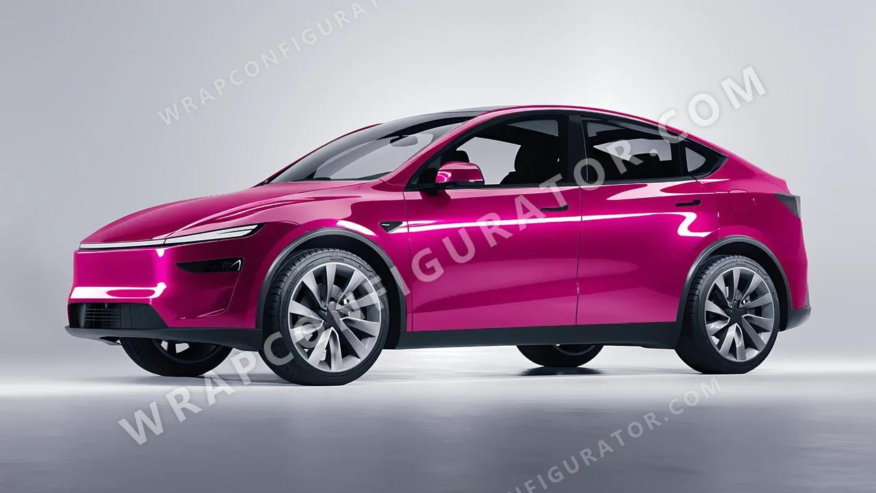 Red Tesla Model Y Juniper 2025 wrapped in Inozetek Dynamic PPF Ruby Star DPPF916
