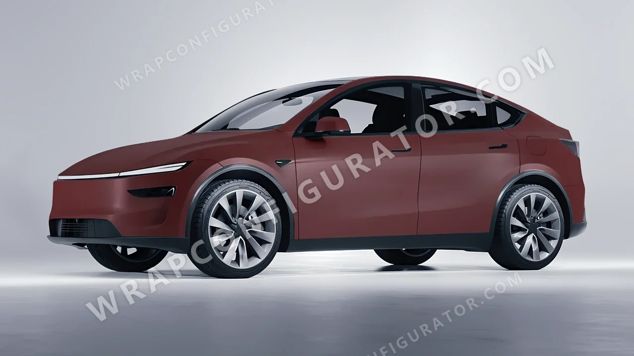 Red Tesla Model Y Juniper 2025 wrapped in KPMF Absolute Matt Mythos Red K75801