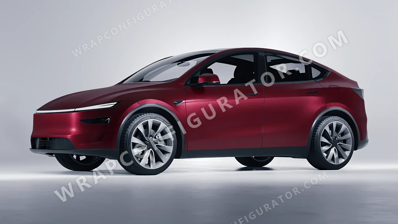 Red Tesla Model Y Juniper 2025 wrapped in ORACAL Red Brown 970RA-369M
