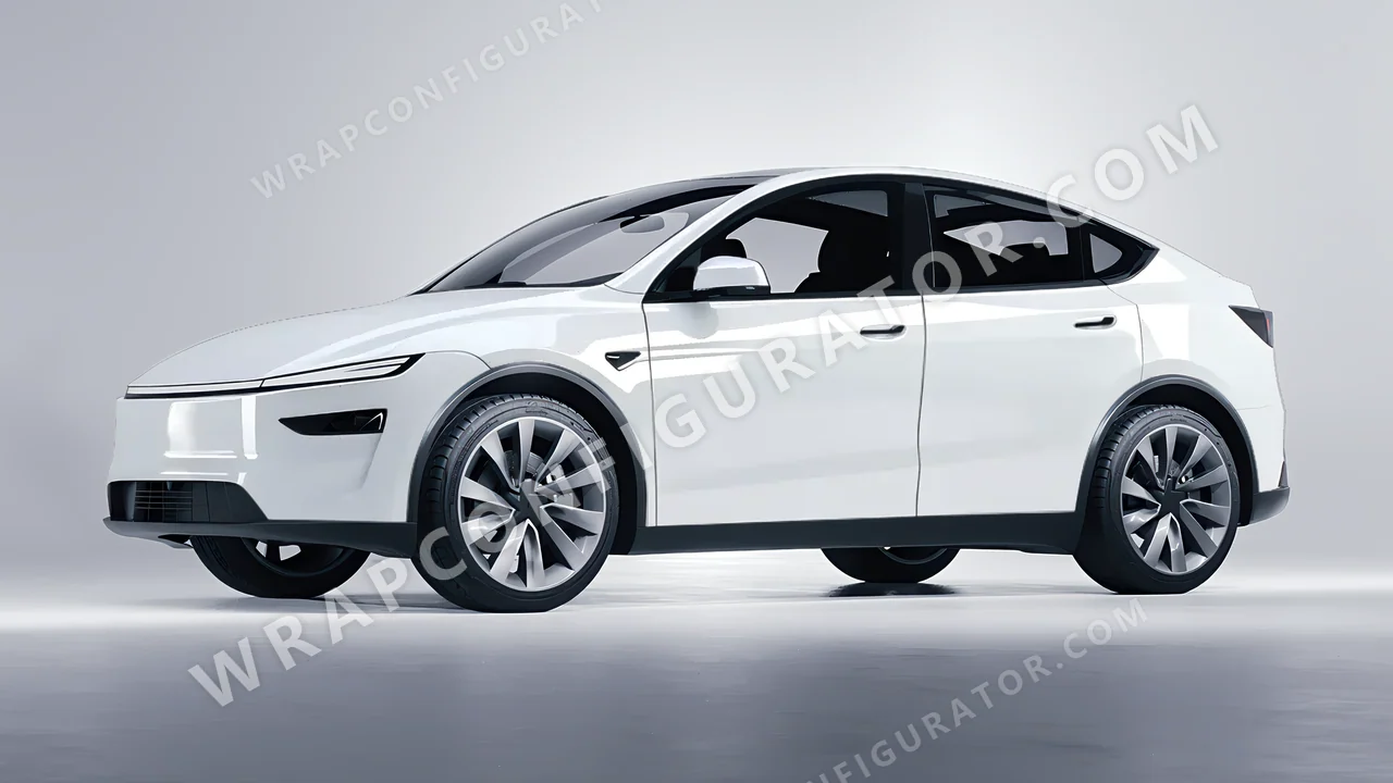 White Tesla Model Y Juniper 2025 wrapped in 3M Gloss White Aluminum G120