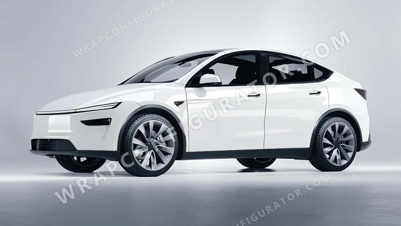 White Tesla Model Y Juniper 2025 wrapped in 3M Gloss White G10