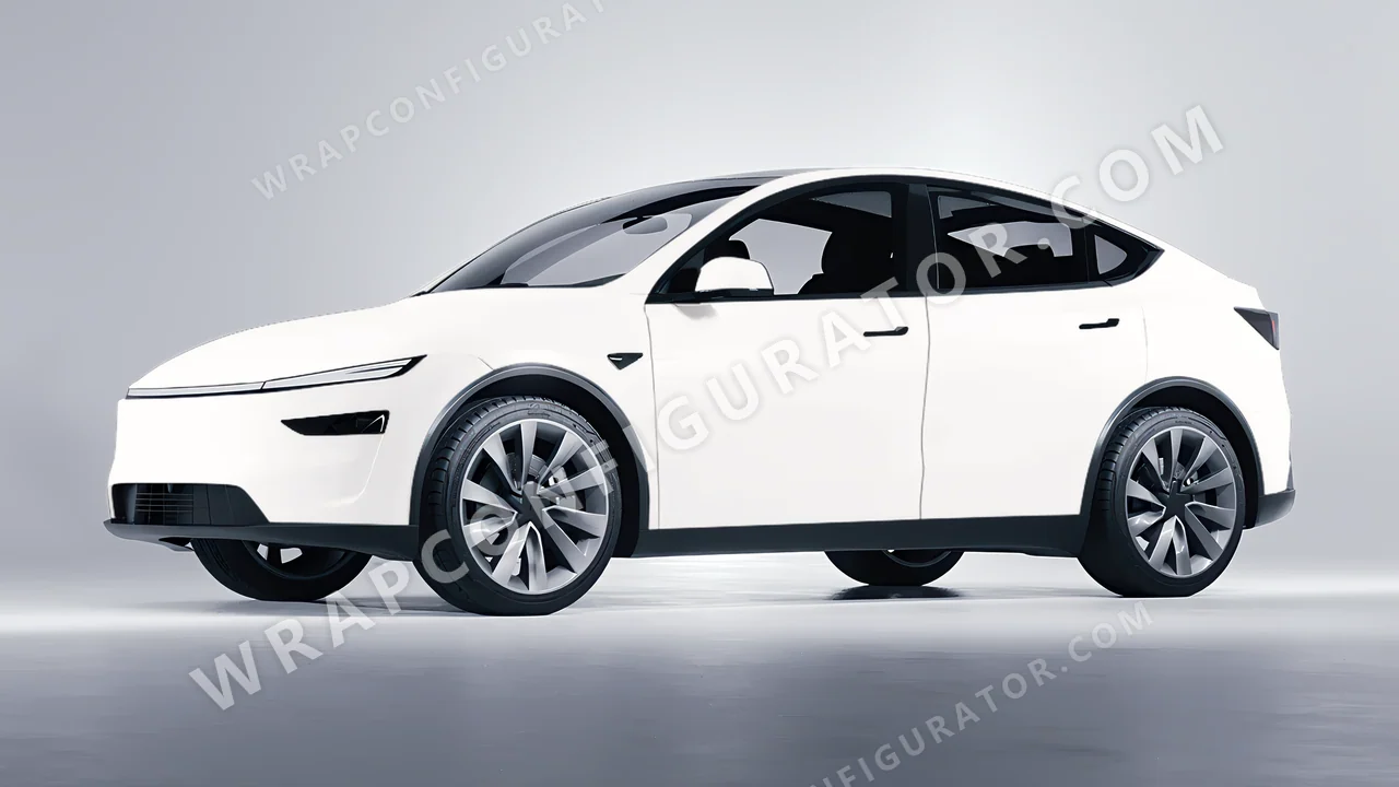 White Tesla Model Y Juniper 2025 wrapped in 3M Matte White M10