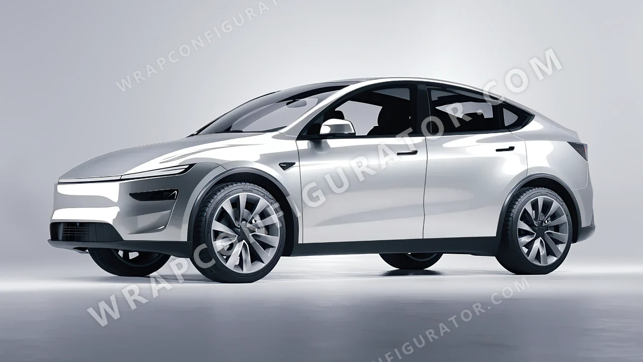White Tesla Model Y Juniper 2025 wrapped in 3M White Aluminum HG120