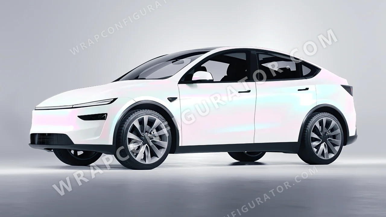 White Tesla Model Y Juniper 2025 wrapped in Colourshield PPF by HyperPro Aurora White SF006M-P