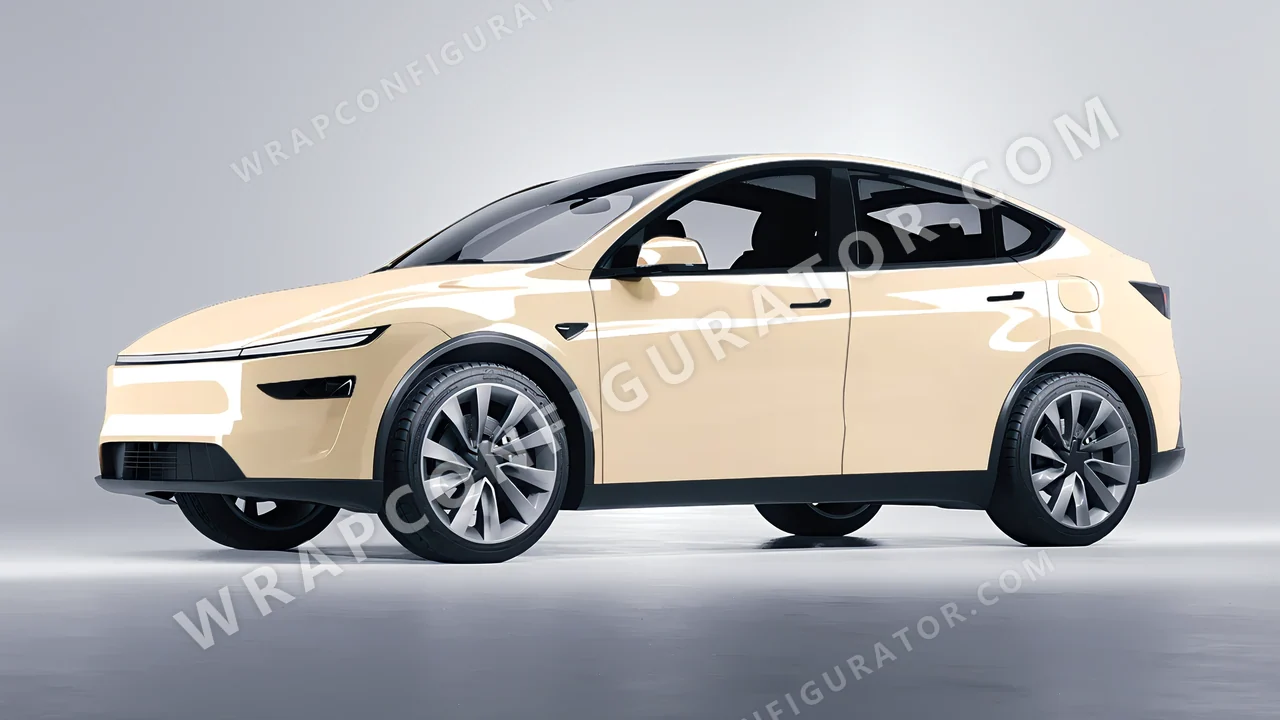 White Tesla Model Y Juniper 2025 wrapped in Colourshield PPF by HyperPro Cream White HGF52-P