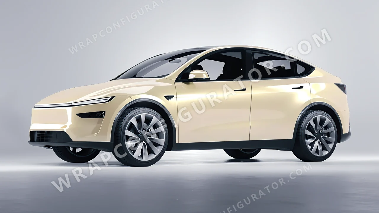 White Tesla Model Y Juniper 2025 wrapped in Colourshield PPF by HyperPro Gold White GAF48-P