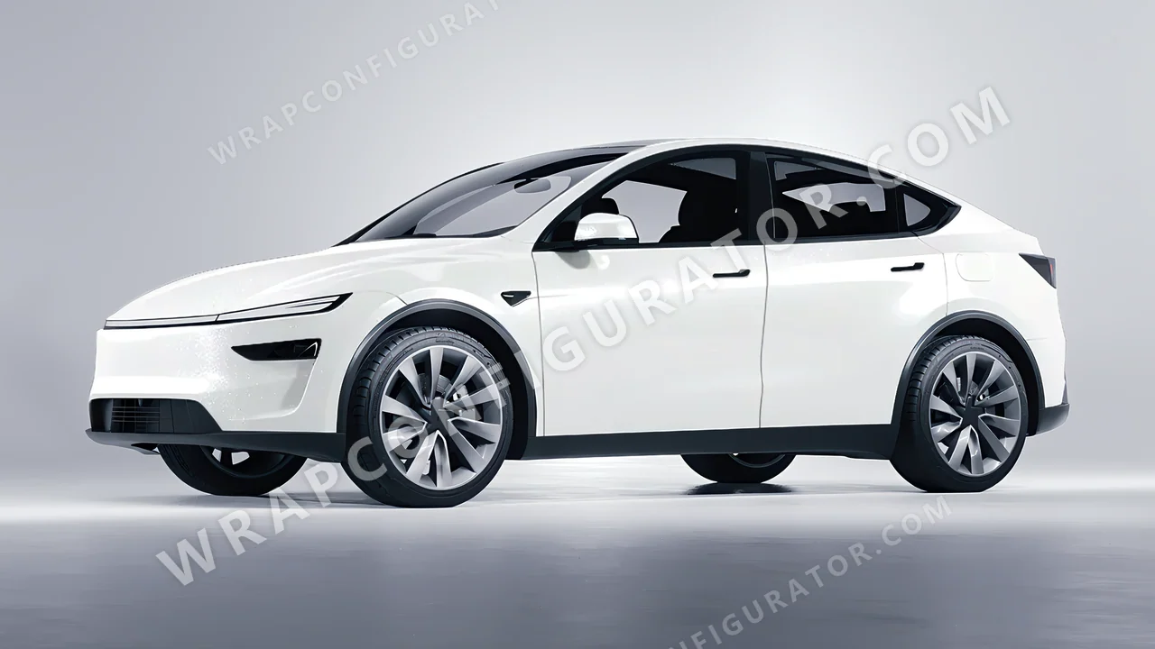 White Tesla Model Y Juniper 2025 wrapped in Inozetek Dynamic PPF Moon White DPPF903
