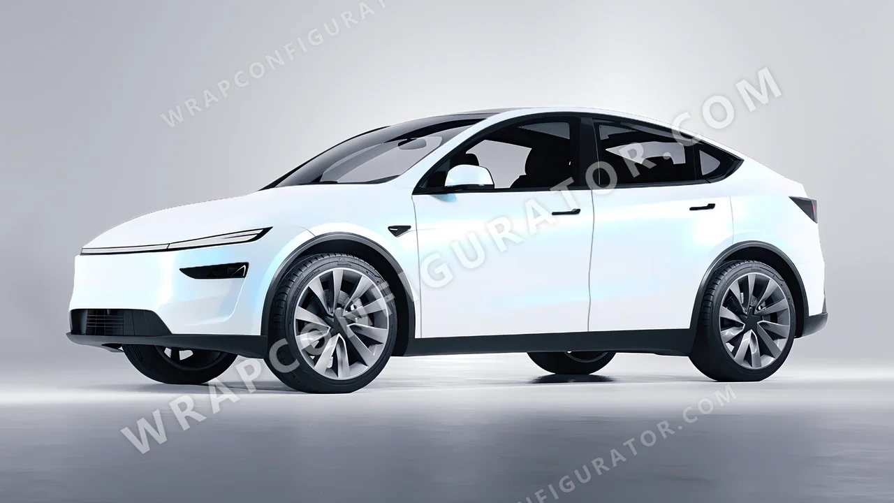 White Tesla Model Y Juniper 2025 wrapped in KPMF Matt Blue White Pearlescent K75584