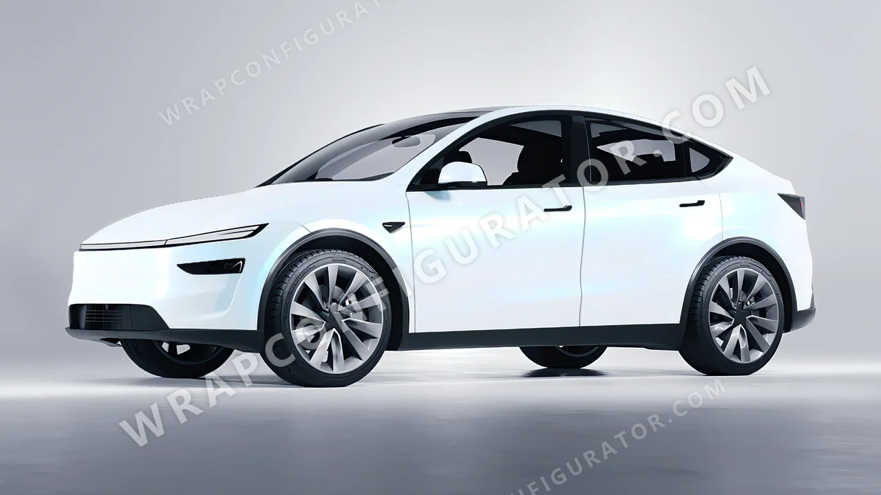 White Tesla Model Y Juniper 2025 wrapped in KPMF Matt Pacific Blue White Starlight K75576