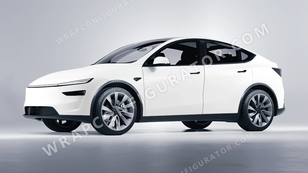 White Tesla Model Y Juniper 2025 wrapped in KPMF White Matt K89011