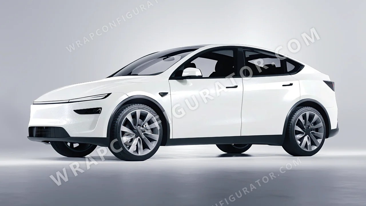 White Tesla Model Y Juniper 2025 wrapped in ORACAL Crystal White 970RA-945G