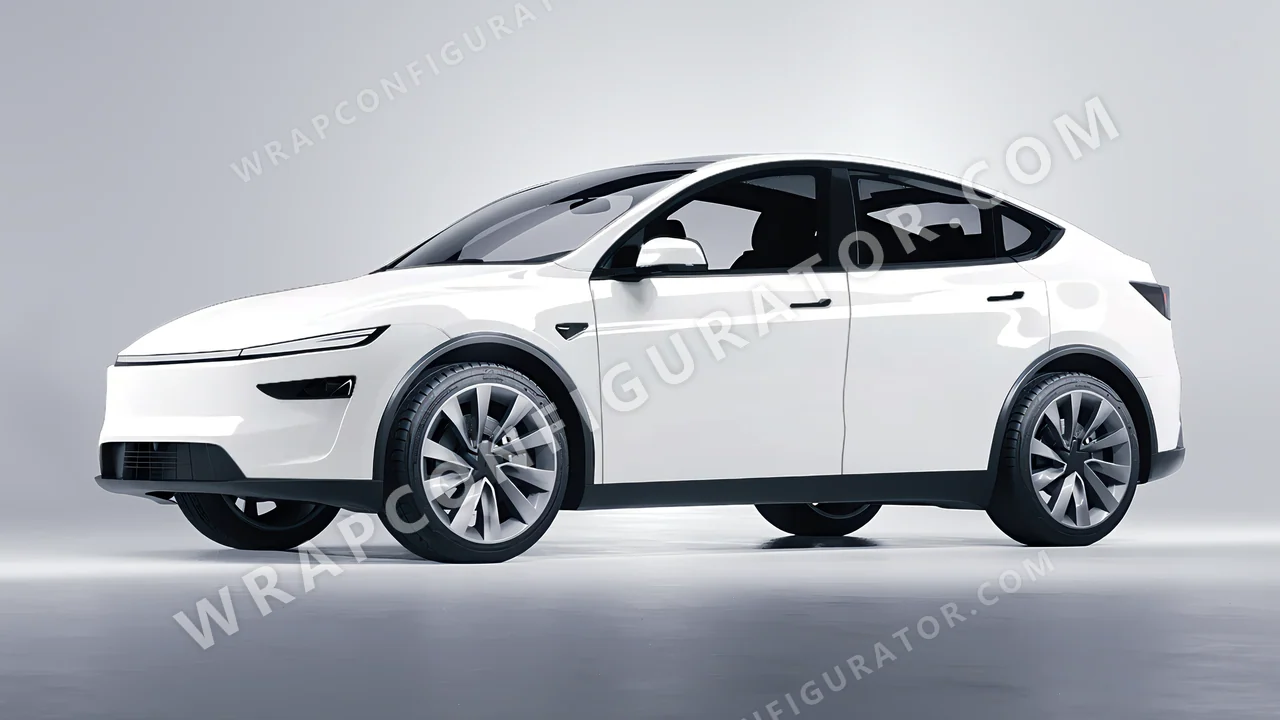 White Tesla Model Y Juniper 2025 wrapped in ORACAL White 970RA-010G