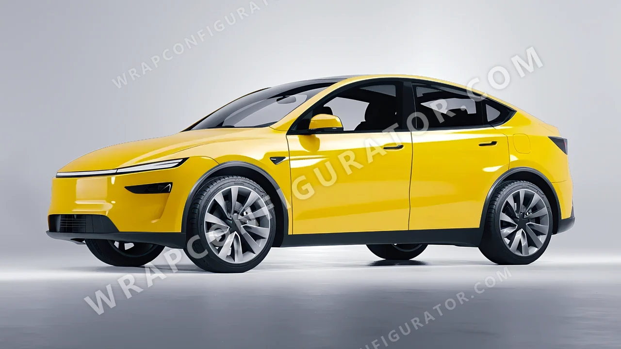 Yellow Tesla Model Y Juniper 2025 wrapped in Avery Dennison Yellow SW900-235-O