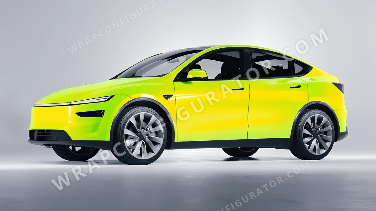 Yellow Tesla Model Y Juniper 2025 wrapped in Colourshield PPF by HyperPro Yellow GSF01-P