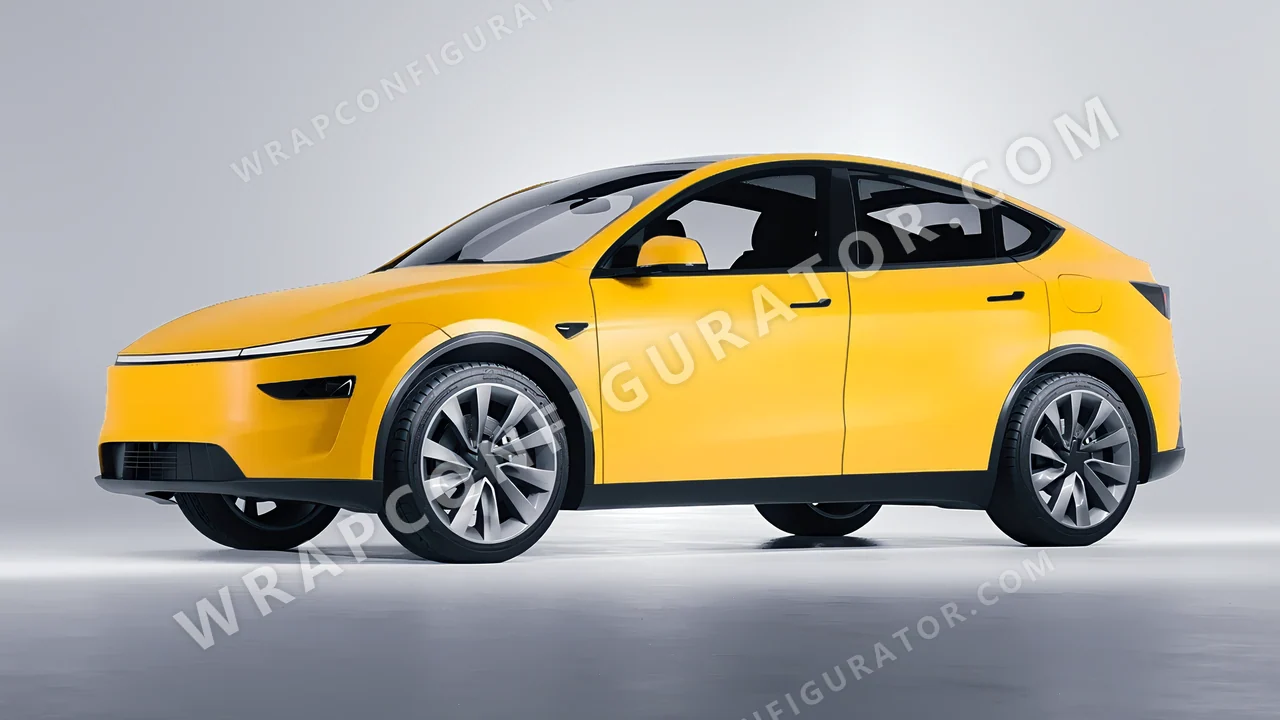 Yellow Tesla Model Y Juniper 2025 wrapped in ORACAL Maize Yellow 970RA-209M