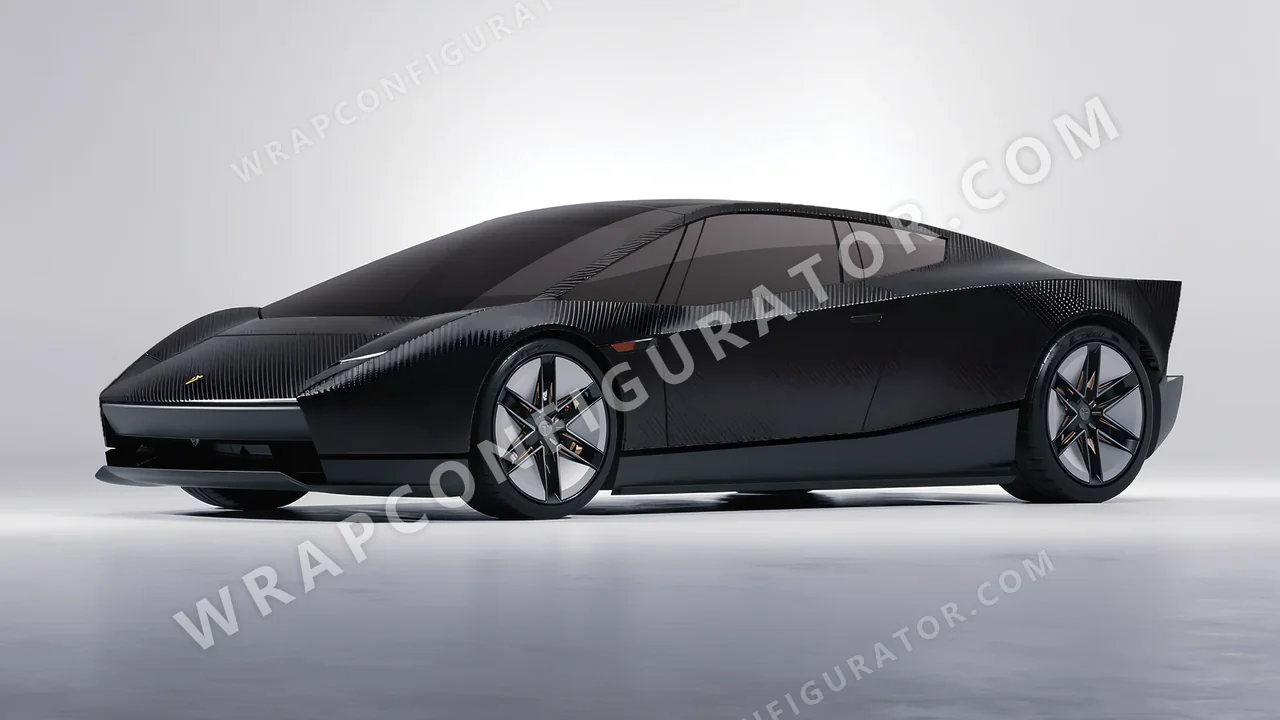 Black Tesla Roadster 2026 wrapped in 3M Carbon Fiber Black CFS12