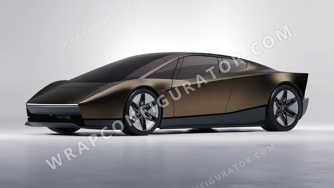 Black Tesla Roadster 2026 wrapped in 3M Satin Gold Dust Black SP242