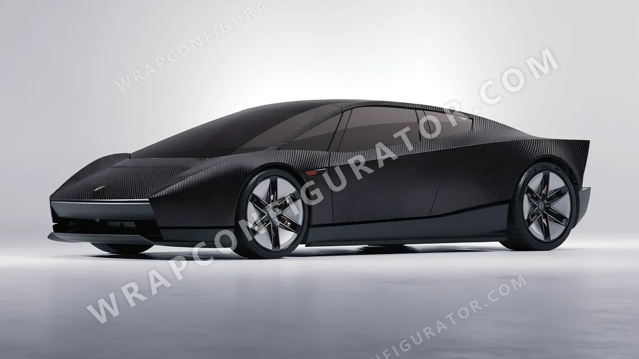 Black Tesla Roadster 2026 wrapped in KPMF Black Fibre Vehicle Wrapping System K87021