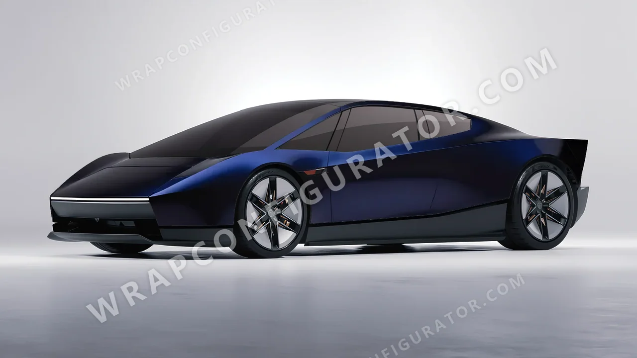 Black Tesla Roadster 2026 wrapped in KPMF Blue Black Iridescent K75469