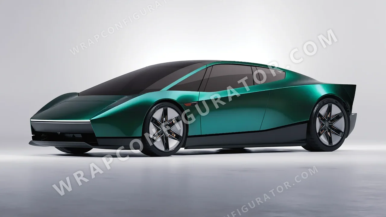 Black Tesla Roadster 2026 wrapped in KPMF Green Black Iridescent K75460