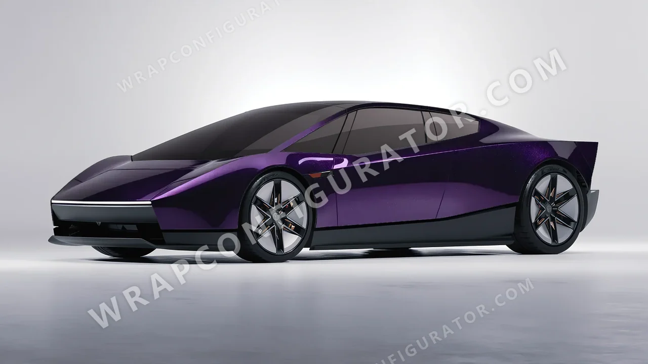 Black Tesla Roadster 2026 wrapped in KPMF Hypnotic Black Violet K75459